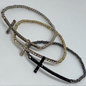 LAYER ME UP! Set of 3 - stretch cross bracelets